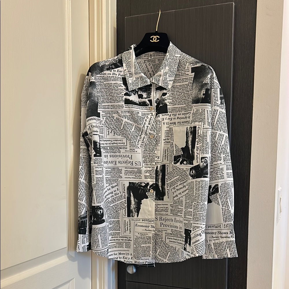 Newspaper print blouse